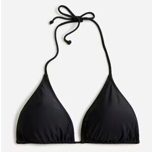 NWT J. CREW PERFECT STRING UNPADDED BIKINI TOP BLACK RECYCLED MATERIALS $65 MSRP